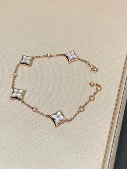 [⭐Aura]STAR 4 MOTIF MOP DIAMOND PINK GOLD BRACELET