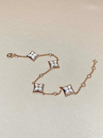 [⭐Aura]STAR 4 MOTIF MOP DIAMOND PINK GOLD BRACELET