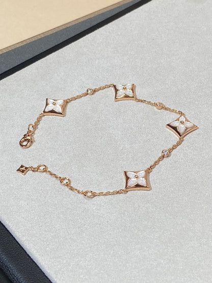 [⭐Aura]STAR 4 MOTIF MOP DIAMOND PINK GOLD BRACELET