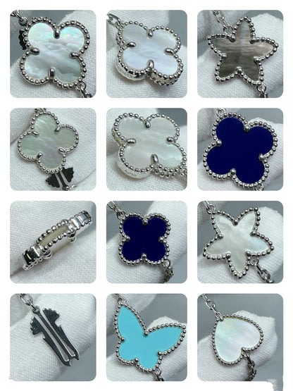 [⭐Aura]LUCKY CLOVER SILVER 11 MOTIF NECKLACE