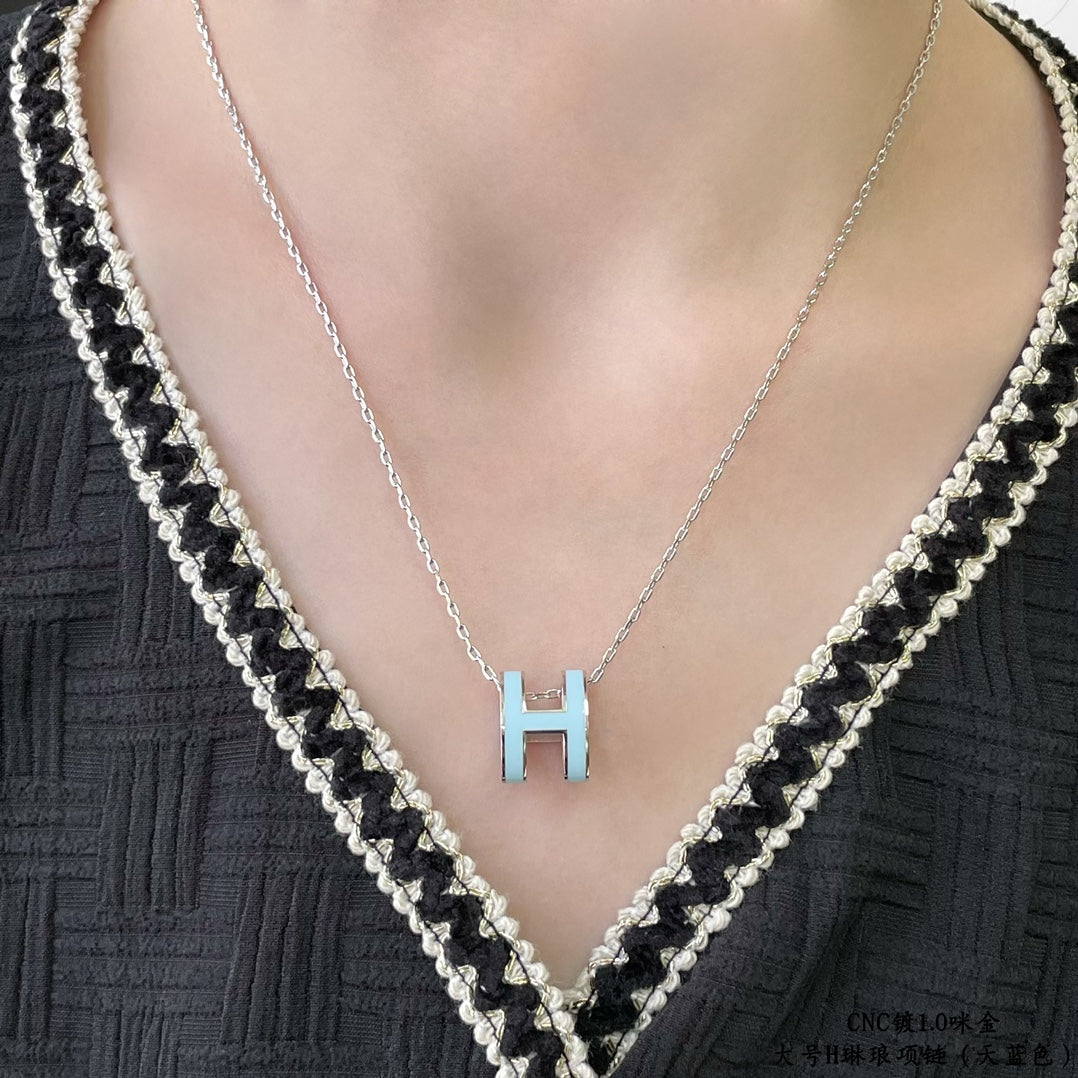 [⭐Aura]POP H SKY BLUE NECKLACE