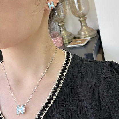 [⭐Aura]POP H SKY BLUE NECKLACE