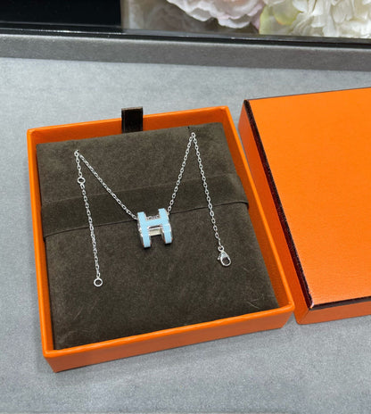 [⭐Aura]POP H SKY BLUE NECKLACE