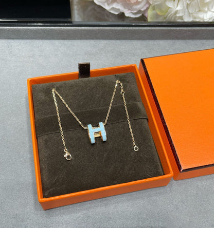 [⭐Aura]POP H SKY BLUE NECKLACE
