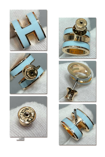 [⭐Aura]POP H SKY BLUE STUD EARRINGS