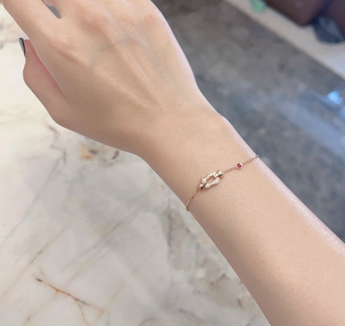 [⭐Aura]FORCE 10 DIAMOND CHAIN LINK PINK GOLD BRACELET