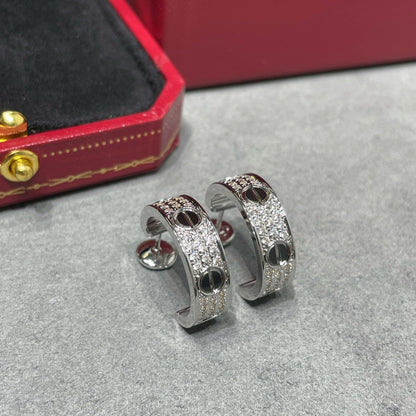 [⭐Aura]LOVE CERAMIC DIAMOND PAVED SILVER EARRINGS