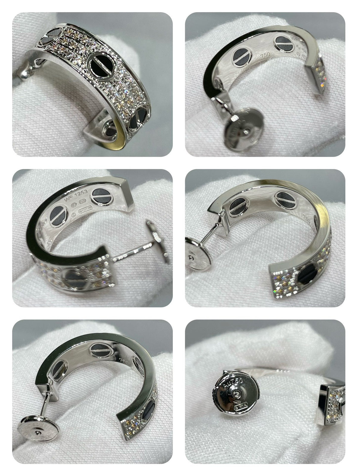 [⭐Aura]LOVE CERAMIC DIAMOND PAVED SILVER EARRINGS