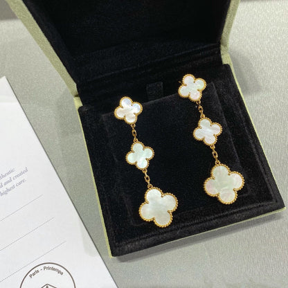[⭐Aura]CLOVER MOP 3 MOTIFS GOLD EARRINGS