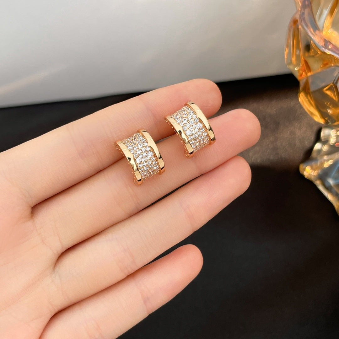 [⭐Aura]ZERO 1 DIAMOND PAVED EARRINGS