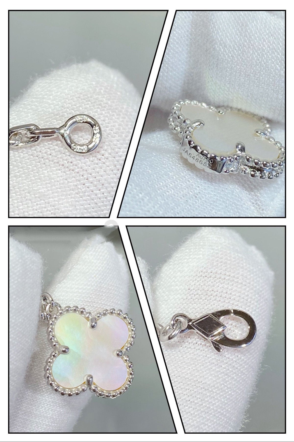 [⭐Aura]CLOVER 5 MOTIF WHITE MOP SILVER BRACELET