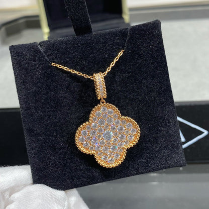 [⭐Aura]CLOVER 25MM LARGE PEDANT DIAMOND PAVED LONG NECKLACE