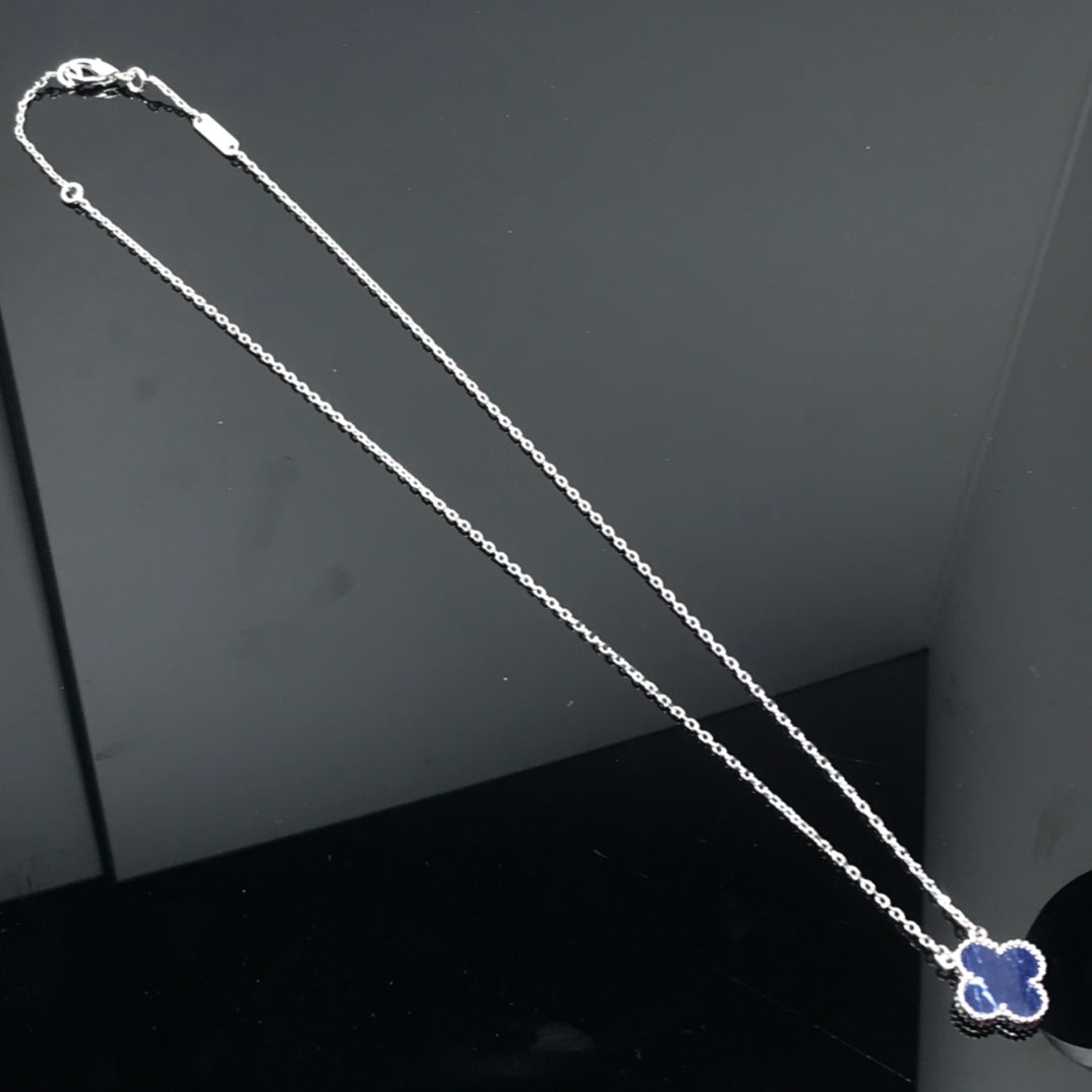 [⭐Aura]CLOVER PIETERSITE SILVER LONG NECKLACE