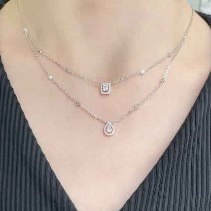 [⭐Aura]MY TWIN 2 ROW DIAMOND NECKLACE