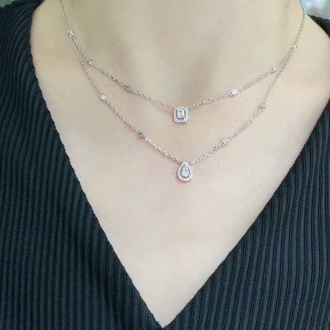 [⭐Aura]MY TWIN 2 ROW DIAMOND NECKLACE