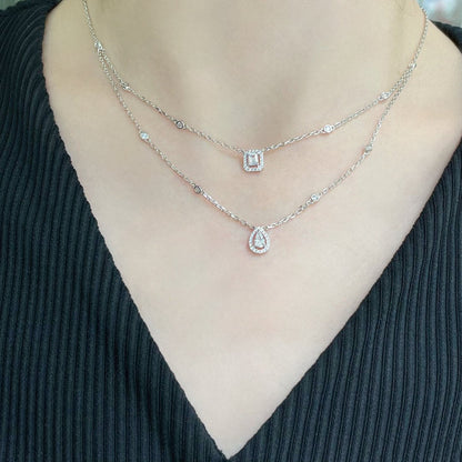 [⭐Aura]MY TWIN 2 ROW DIAMOND NECKLACE