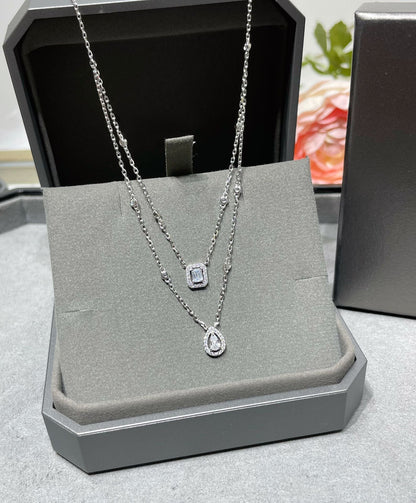 [⭐Aura]MY TWIN 2 ROW DIAMOND NECKLACE