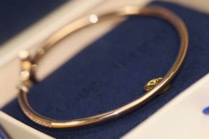 [⭐Aura]IDYLLE PINK GOLD OPEN BRACELET DIAMOND PAVED