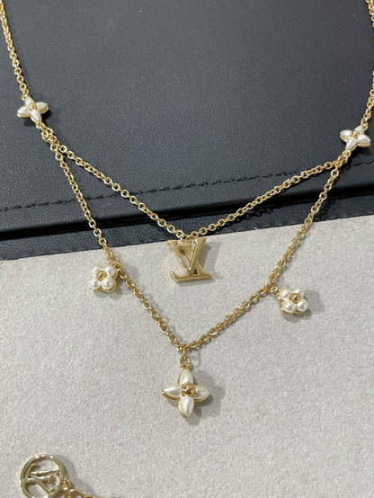 [⭐Aura]FLOWERGRAM GOLD MOP DOUBLE ROW NECKLACE