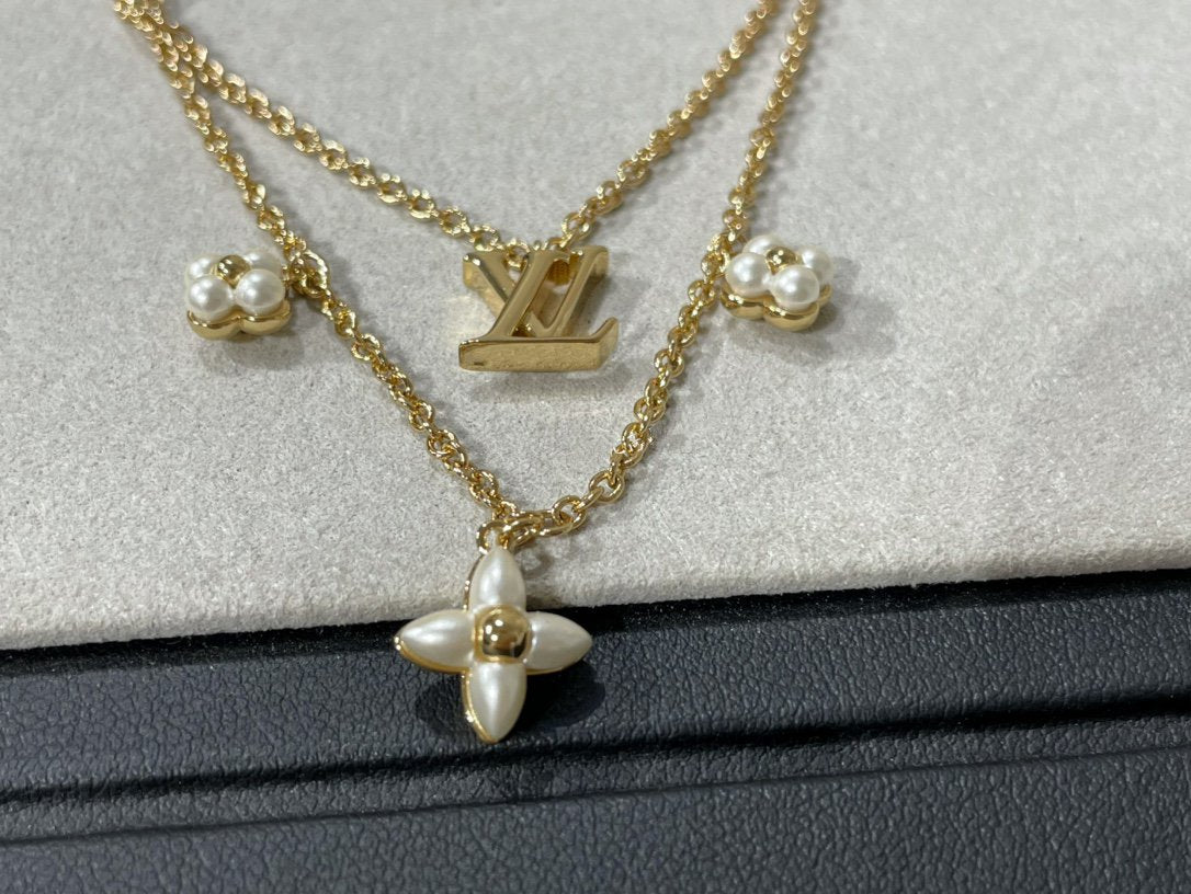 [⭐Aura]FLOWERGRAM GOLD MOP DOUBLE ROW NECKLACE