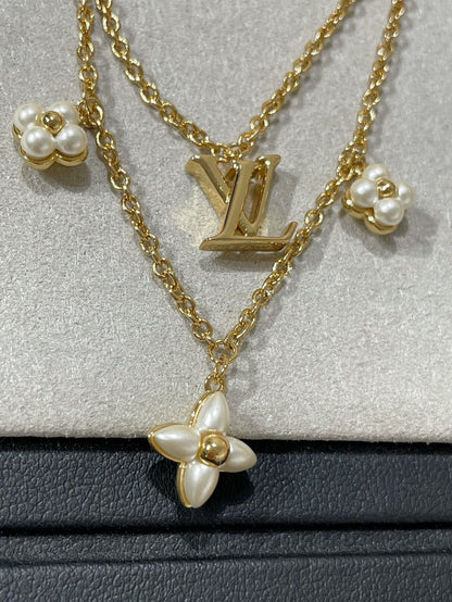 [⭐Aura]FLOWERGRAM GOLD MOP DOUBLE ROW NECKLACE