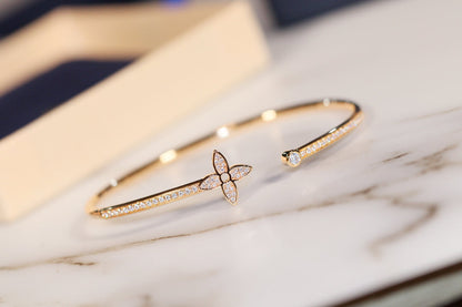 [⭐Aura]IDYLLE GOLD OPEN BRACELET DIAMOND PAVED