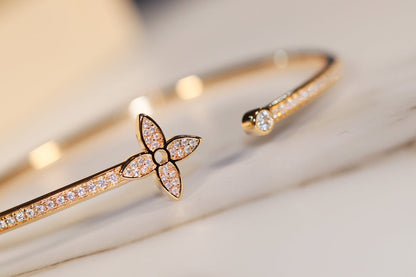 [⭐Aura]IDYLLE GOLD OPEN BRACELET DIAMOND PAVED
