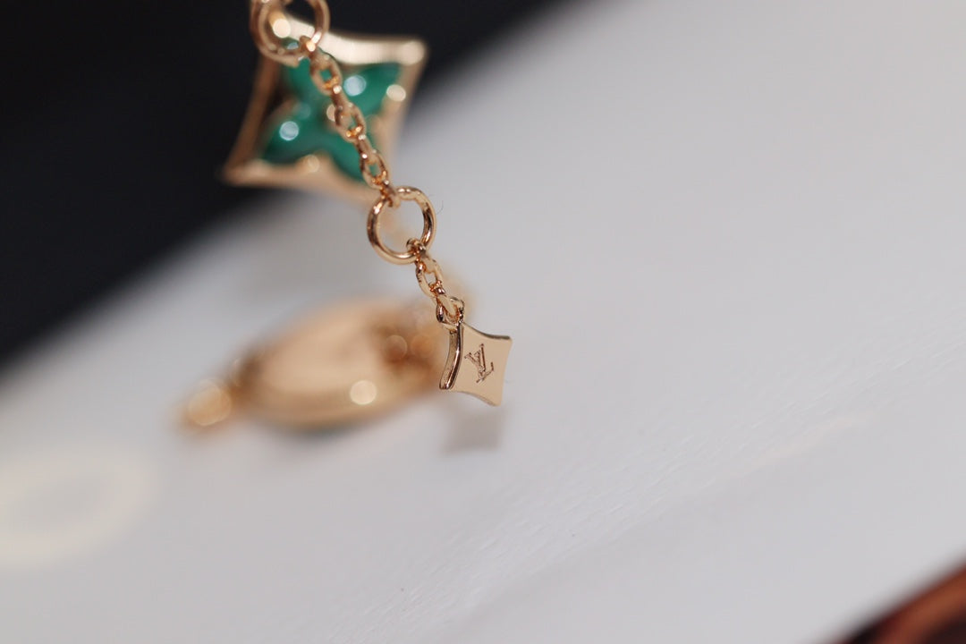 [⭐Aura]STAR AND SUN 4 MOTIF PINK GOLD MALACHITE BRACELET