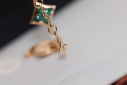[⭐Aura]STAR AND SUN 4 MOTIF PINK GOLD MALACHITE BRACELET