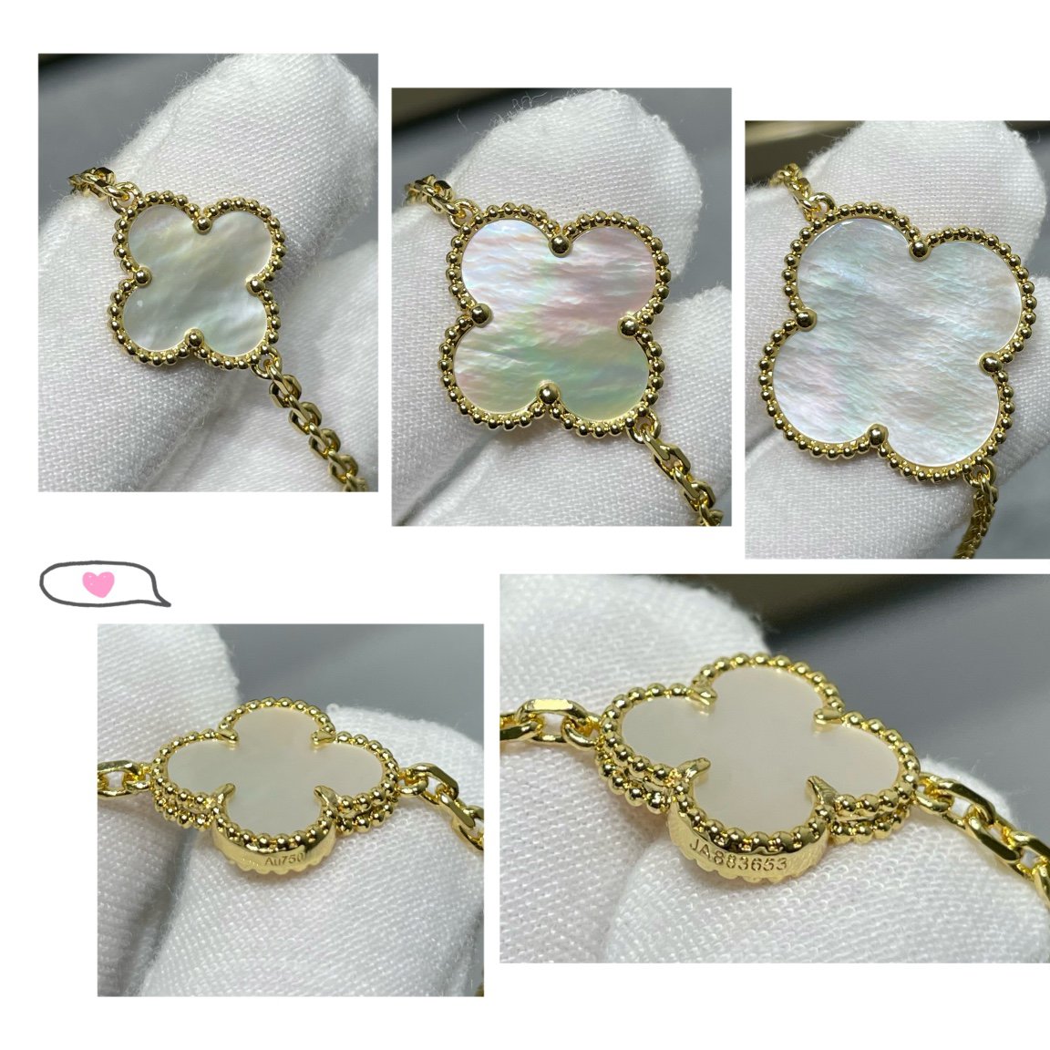 [⭐Aura]CLOVER 16 MOTIF WHITE MOP GOLD NECKLACE