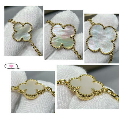 [⭐Aura]CLOVER 16 MOTIF WHITE MOP GOLD NECKLACE