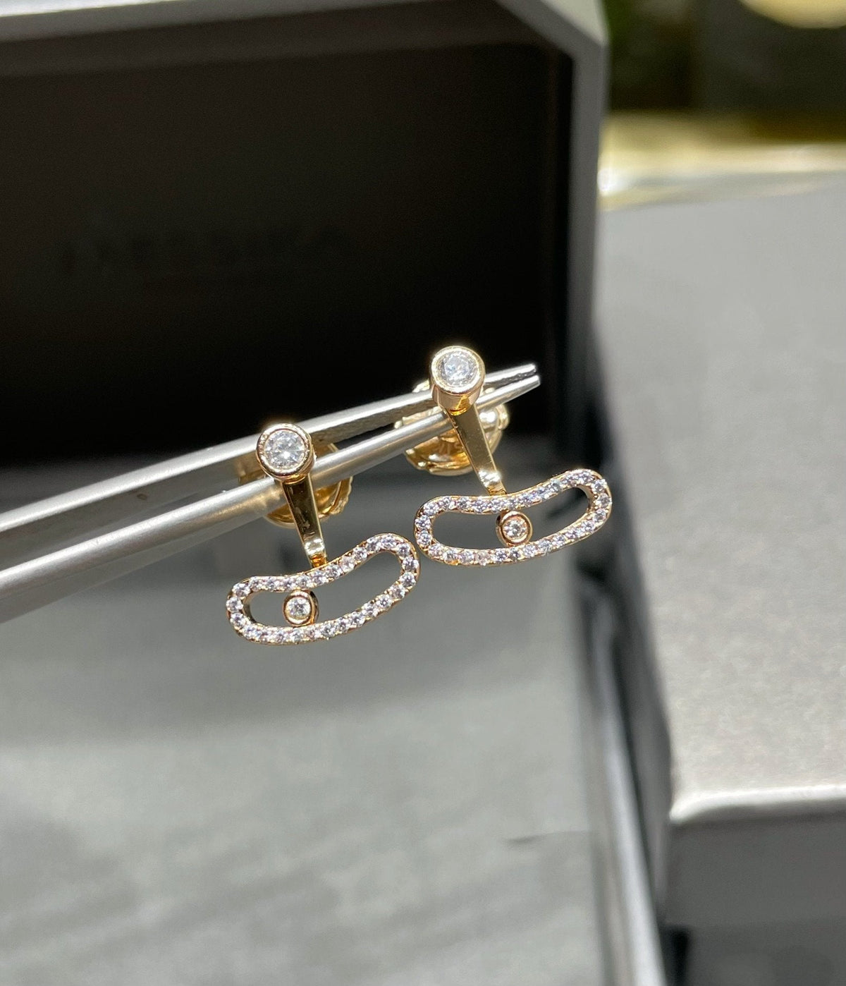[⭐Aura]MOVE UNO PINK GOLD DIAMOND EARRINGS