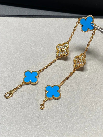 [⭐Aura] CLOVER 5 MOTIF BLUE AGATE BRACELET COLLECTION