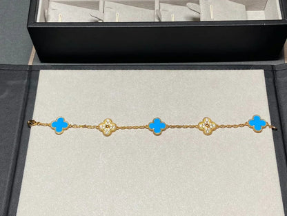 [⭐Aura] CLOVER 5 MOTIF BLUE AGATE BRACELET COLLECTION