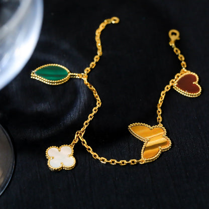 [⭐Aura]LUCKY SPRING 5 MOTIF GOLD BRACELET