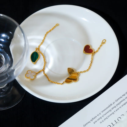 [⭐Aura]LUCKY SPRING 5 MOTIF GOLD BRACELET