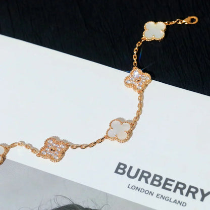 [⭐Aura]CLOVER WHITE PEARL MOP 5 MOTIF BRACELET COLLECTION