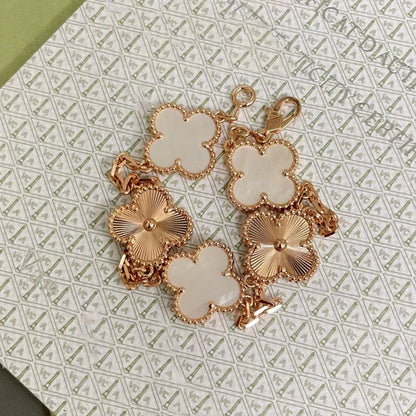 [⭐Aura]CLOVER WHITE PEARL MOP 5 MOTIF BRACELET COLLECTION