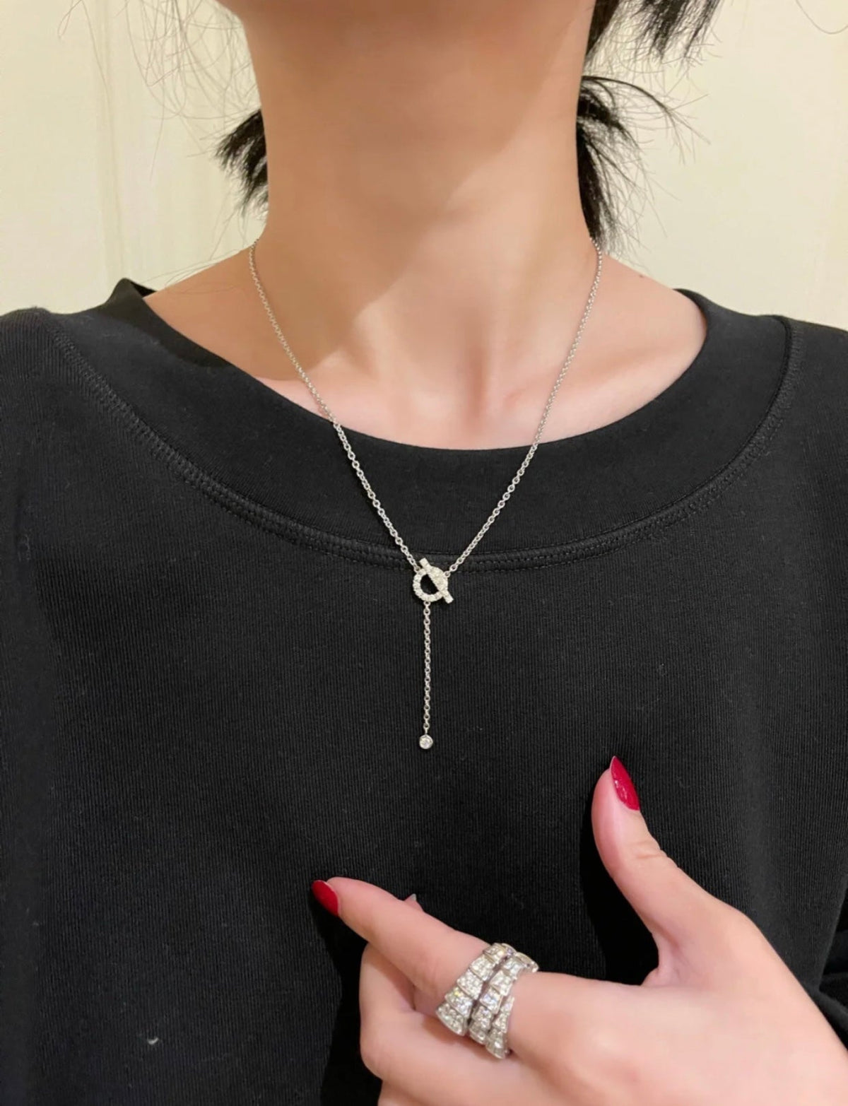[⭐Aura]FINESSE SILVER DIAMOND NECKLACE