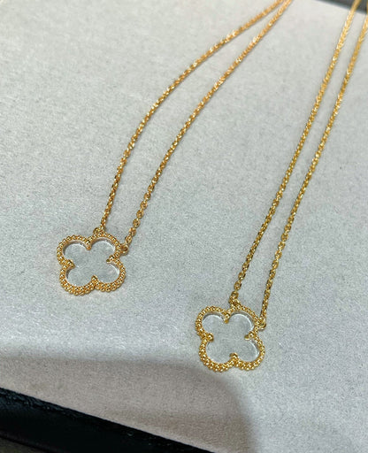 [⭐Aura]CLOVER ROCK CRYSTAL ROSE GOLD NECKLACE
