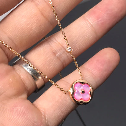 [⭐Aura]COLOR BLOSSOM PINK MOP SUN GOLD NECKLACE