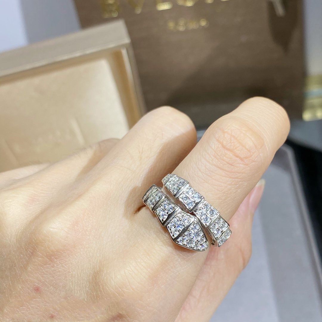 [⭐Aura]SERPENTI RING SILVER DIAMOND PAVED