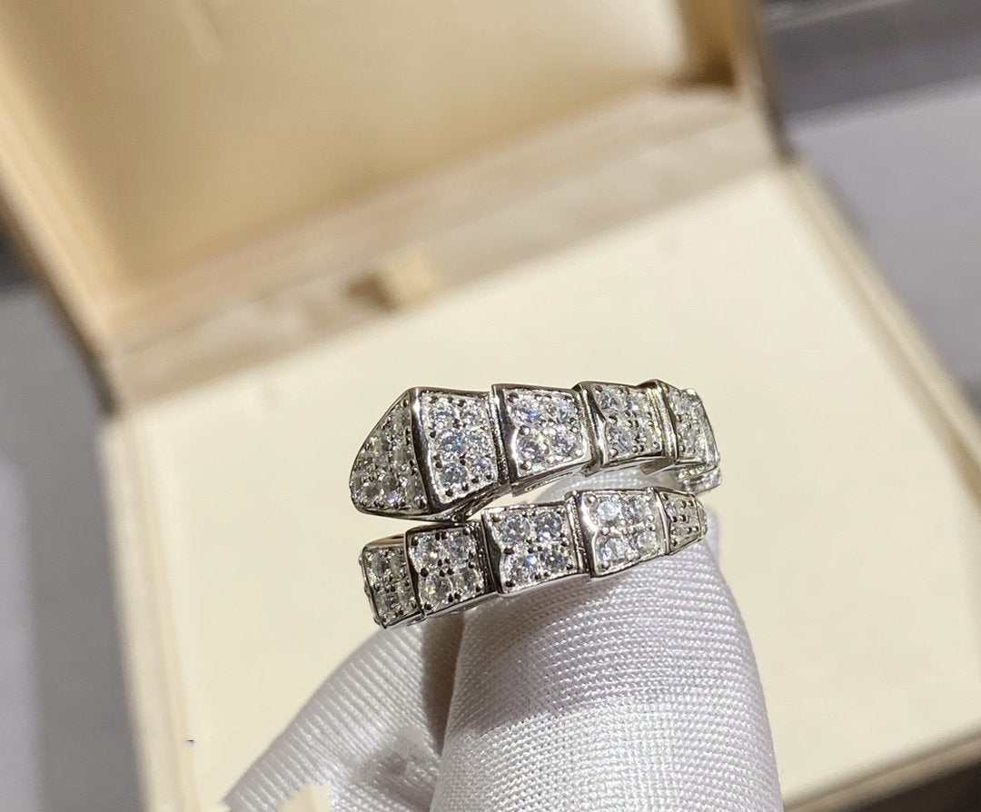 [⭐Aura]SERPENTI RING SILVER DIAMOND PAVED