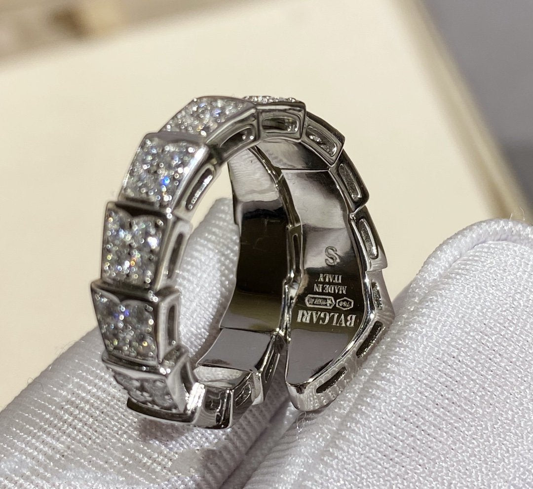 [⭐Aura]SERPENTI RING SILVER DIAMOND PAVED