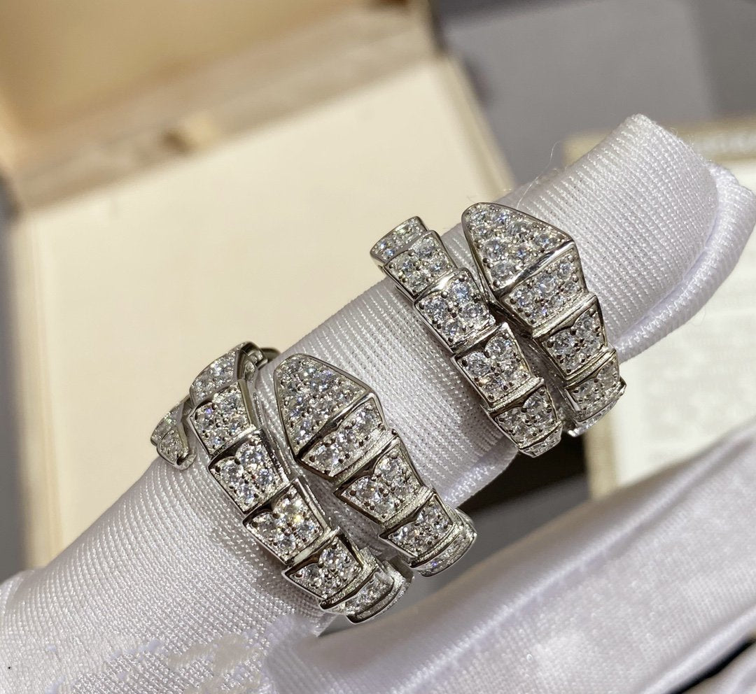 [⭐Aura]SERPENTI RING SILVER DIAMOND PAVED