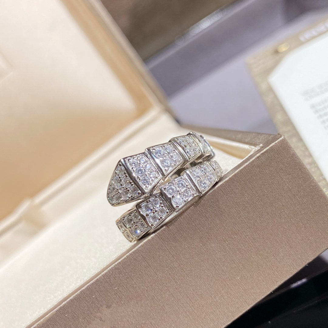 [⭐Aura]SERPENTI RING SILVER DIAMOND PAVED