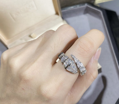 [⭐Aura]SERPENTI LARGE RING SILVER DIAMOND PAVED