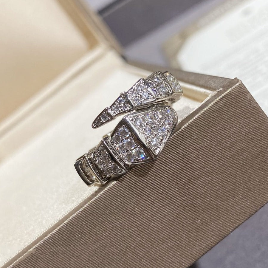 [⭐Aura]SERPENTI LARGE RING SILVER DIAMOND PAVED