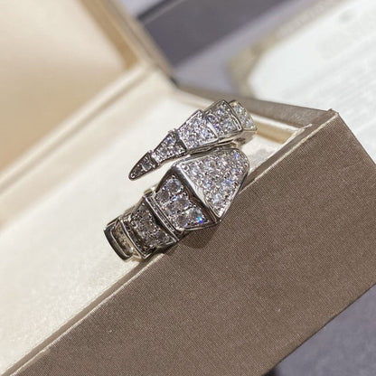 [⭐Aura]SERPENTI LARGE RING SILVER DIAMOND PAVED