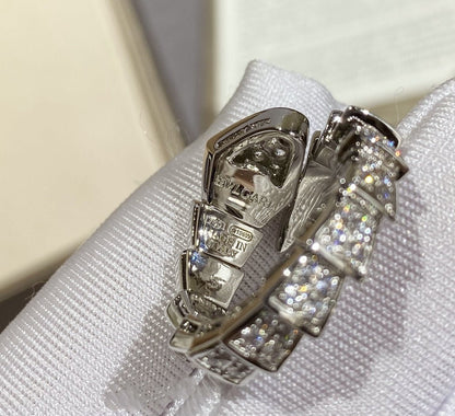 [⭐Aura]SERPENTI LARGE RING SILVER DIAMOND PAVED